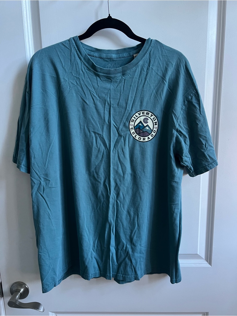 Men's Teal Graphic Crewneck T-Shirt - Silverton Colorado
